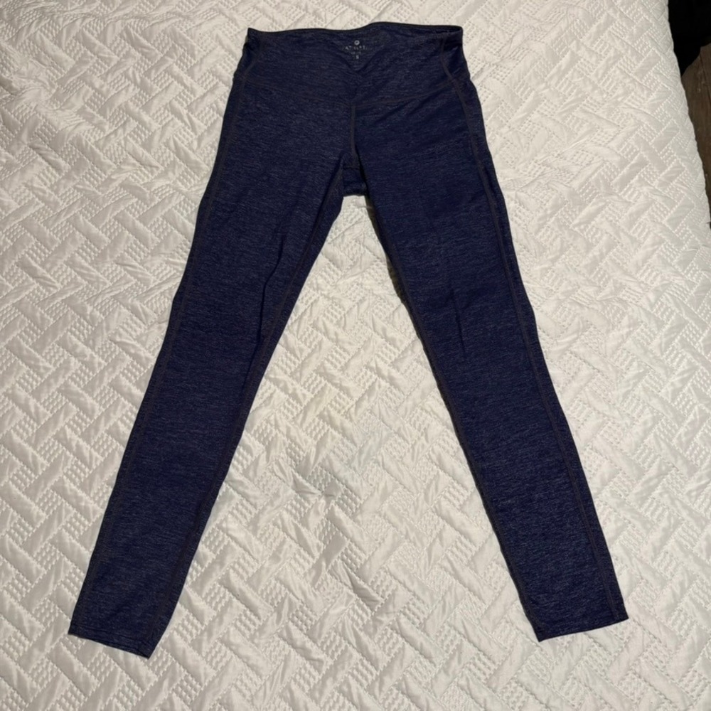 Athleta Legging Women S Navy Blue Space Dye Heathered Full Length Activewear Gym